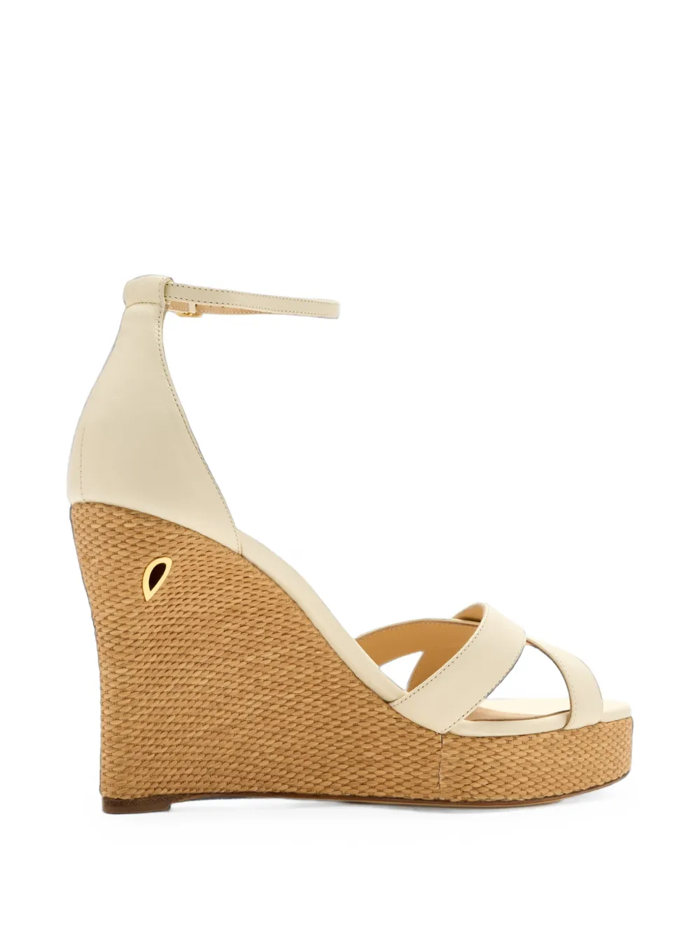 Jennifer Chamandi Leandro 105 raffia wedge sandals Wit