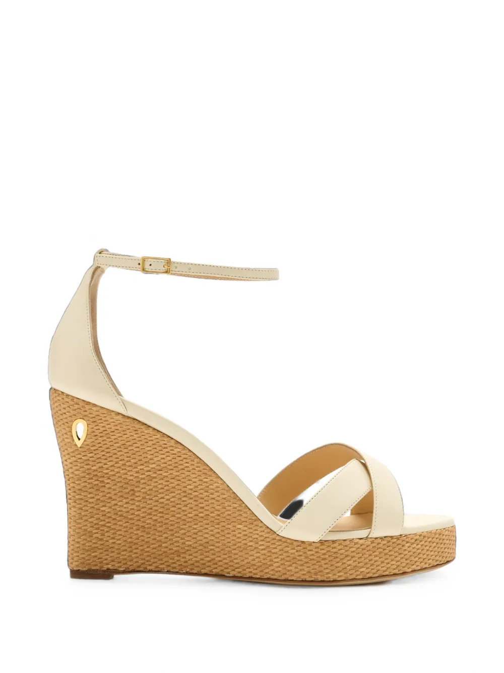Jennifer Chamandi Leandro 105 raffia wedge sandals Wit