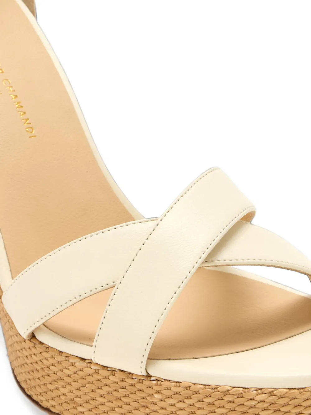 Jennifer Chamandi Leandro 105 raffia wedge sandals Wit