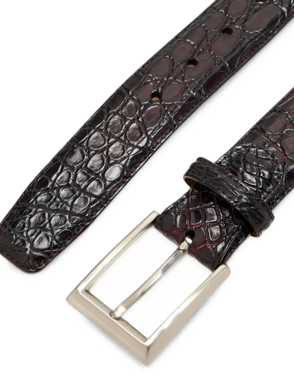 Magnanni Cocoarcade leren riem met krokodillen-reliëf Rood