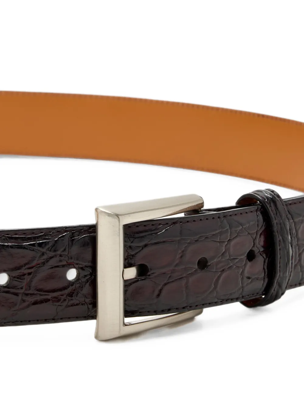 Magnanni Cocoarcade leren riem met krokodillen-reliëf Rood