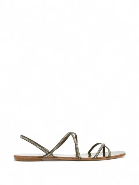 Pedro Garcia Esme crystal-embellished satin flat sandals