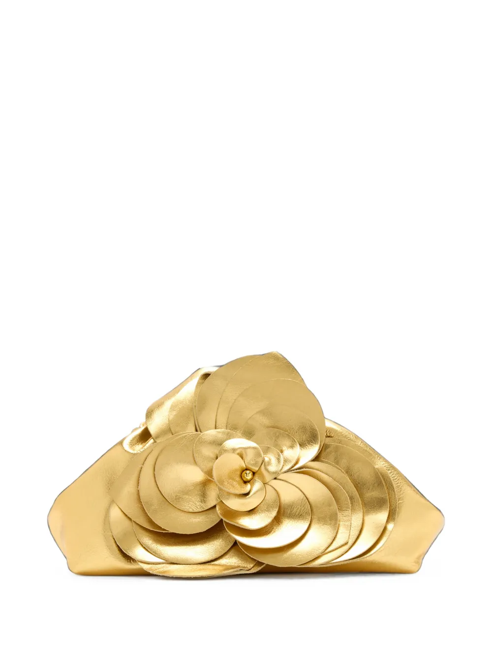 Vanina Rendez Vous Floral-appliqué Clutch Bags In Gold