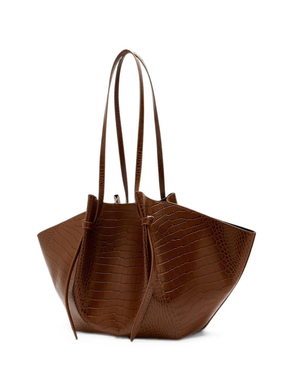 Yuzefi Mochi leren shopper met krokodillen-reliëf Bruin
