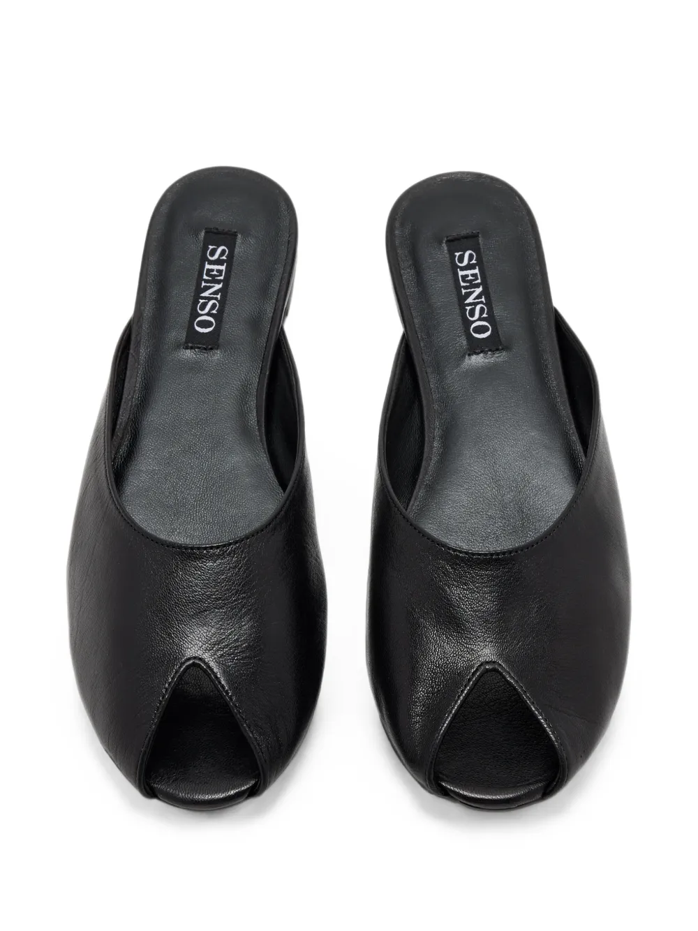 Senso Colette peep-toe leather sandals Zwart