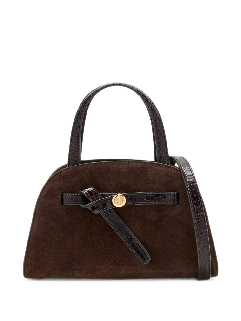 Tory Burch small Romy suede bauletto - Marrone