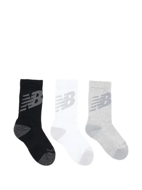 New Balance Kids logo-print crew socks (set of three)
