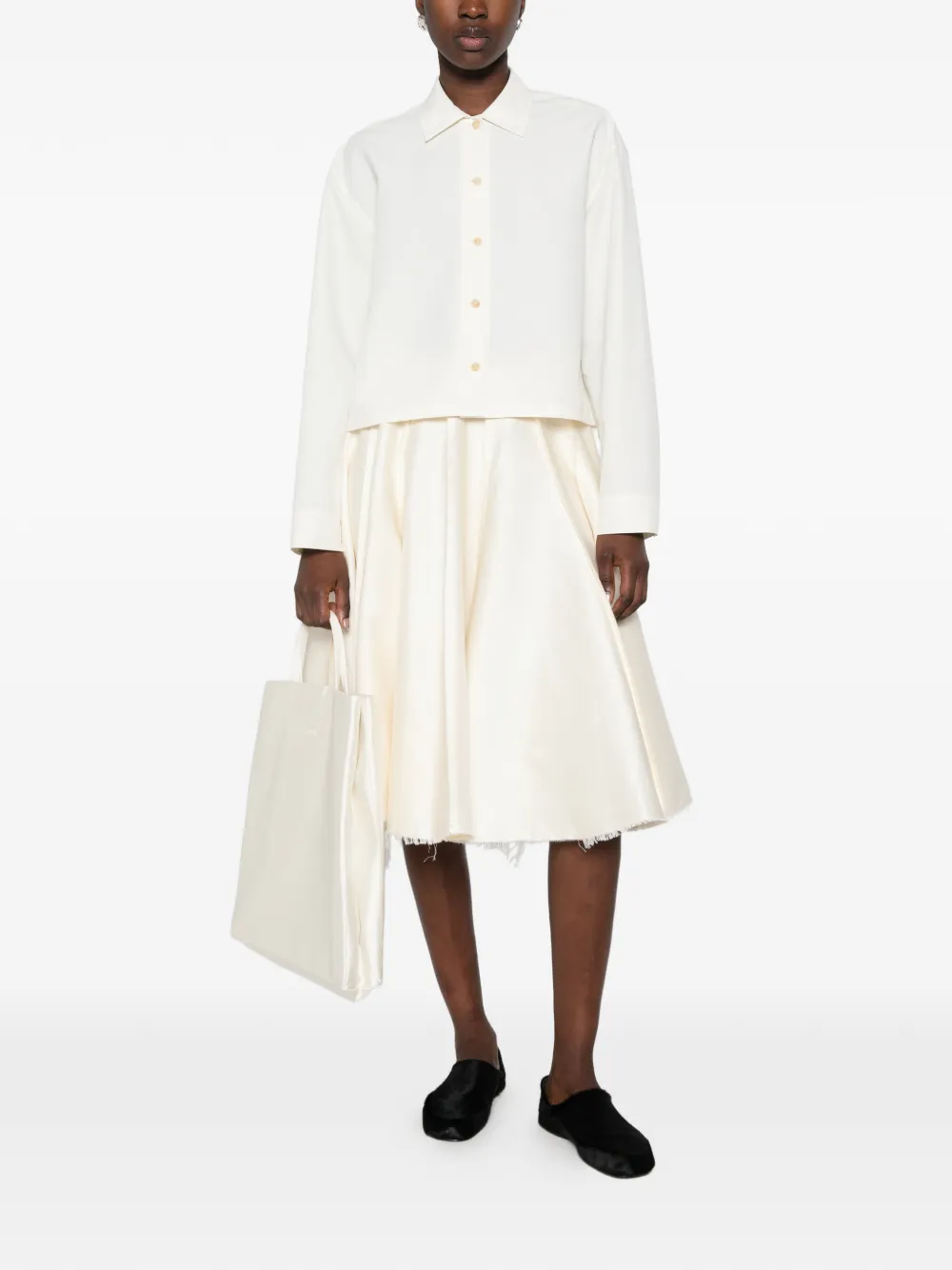 Jil Sander cropped button-up shirt Beige