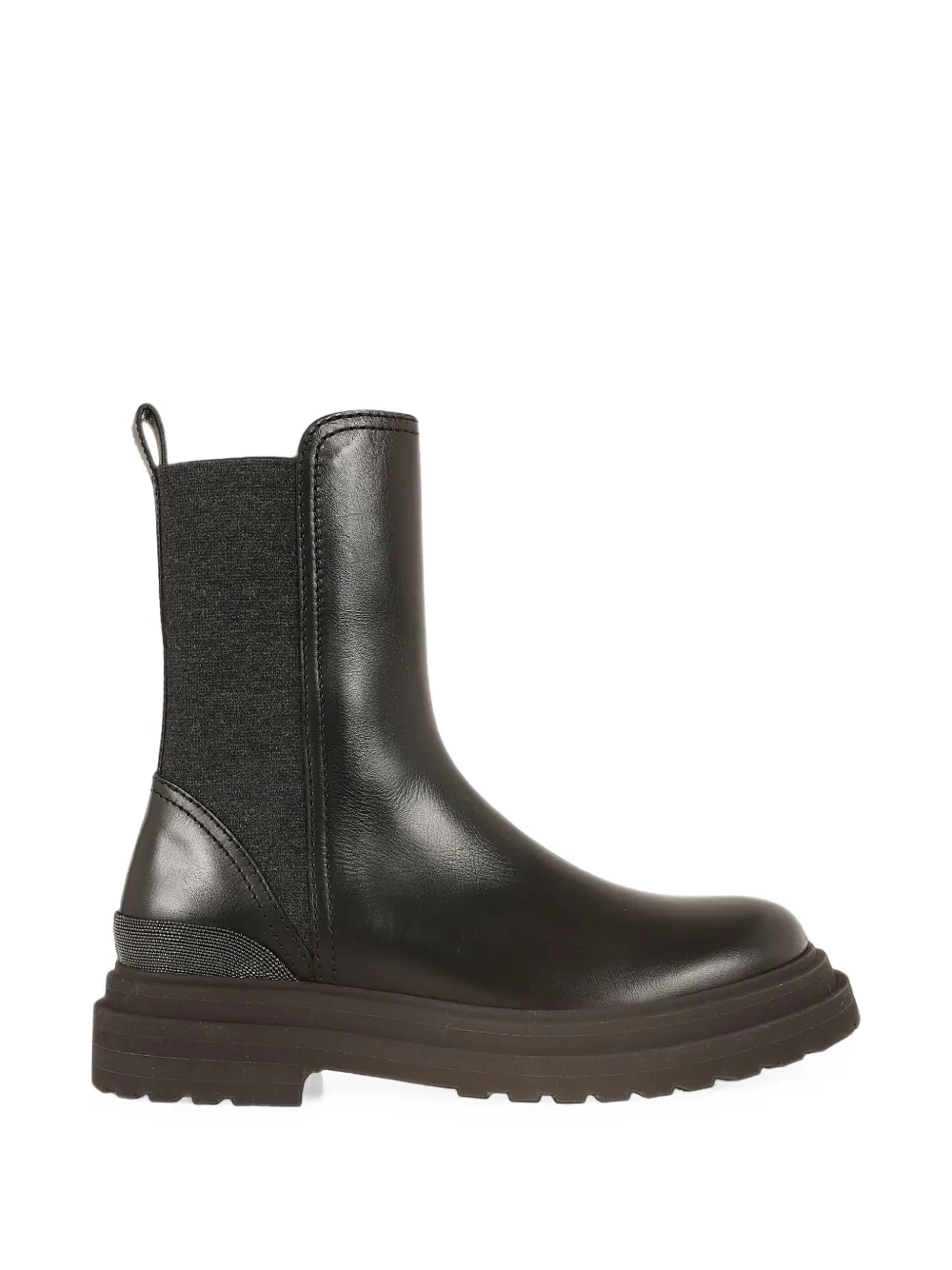 Brunello Cucinelli Monili-trim leather ankle boots - Marrone