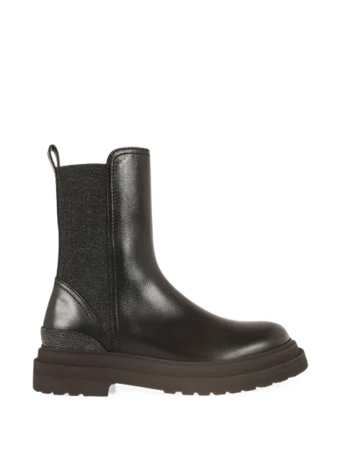 Brunello Cucinelli Monili-trim leather ankle boots