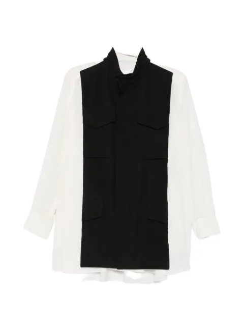 sacai layered-panel zip-up shirt