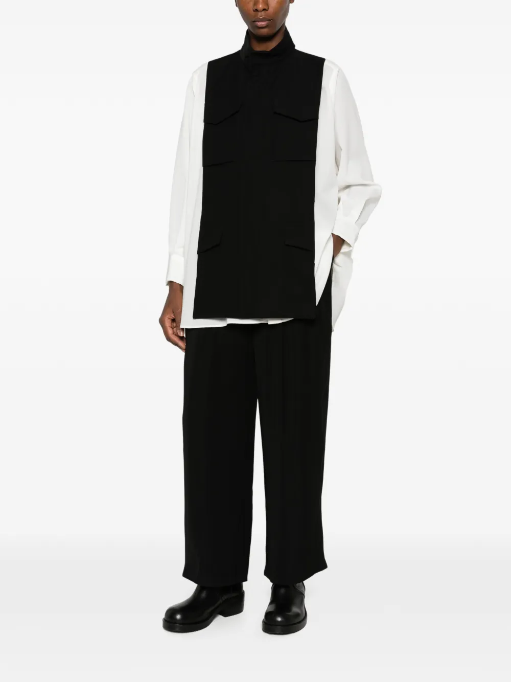 sacai Blouse met gelaagd vlak en rits Wit