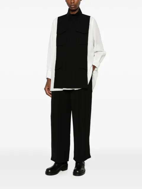 sacai layered-panel zip-up shirt