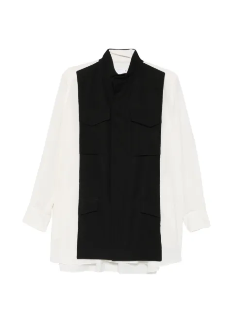 sacai layered-panel zip-up shirt