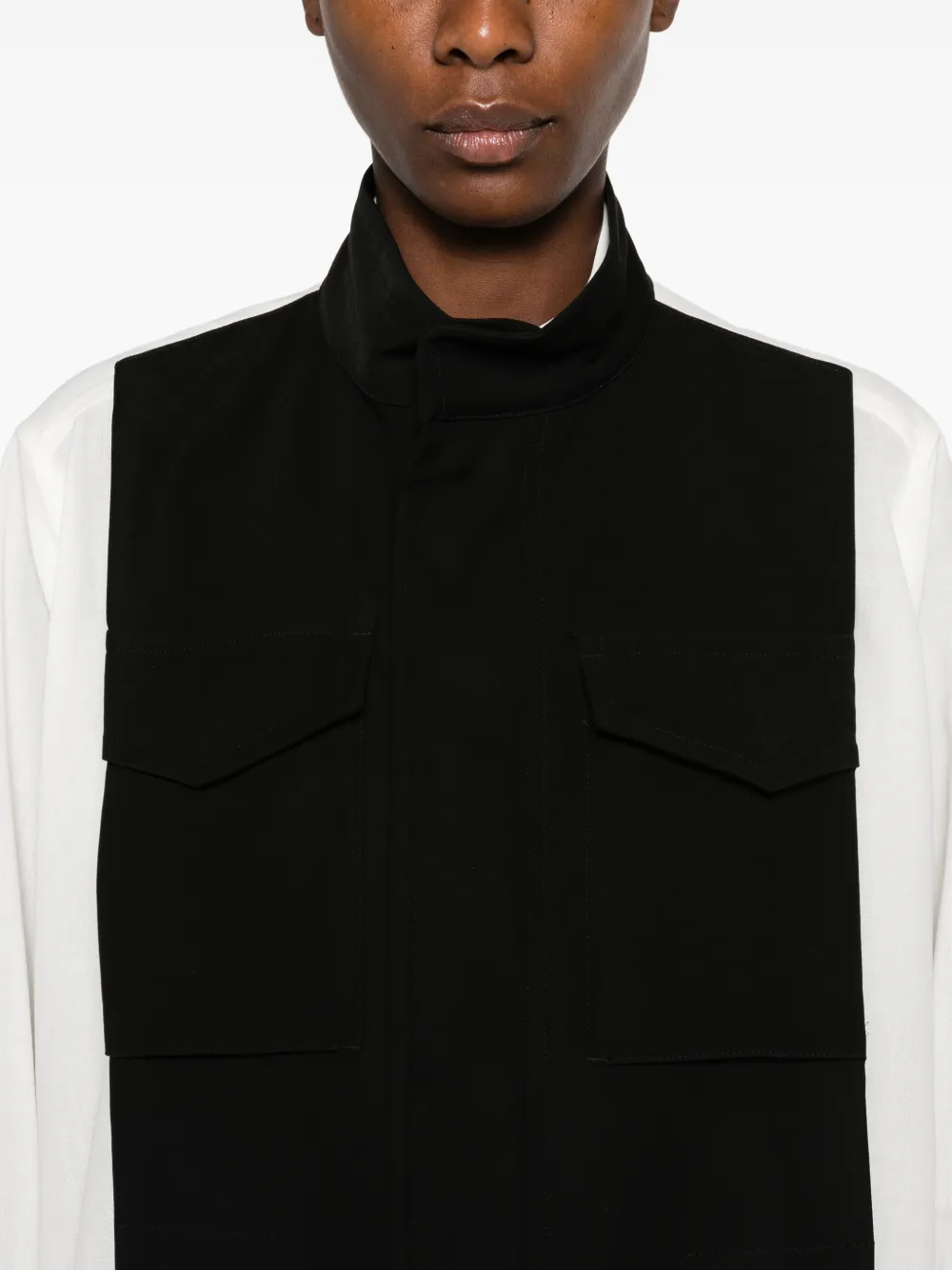 sacai Blouse met gelaagd vlak en rits Wit