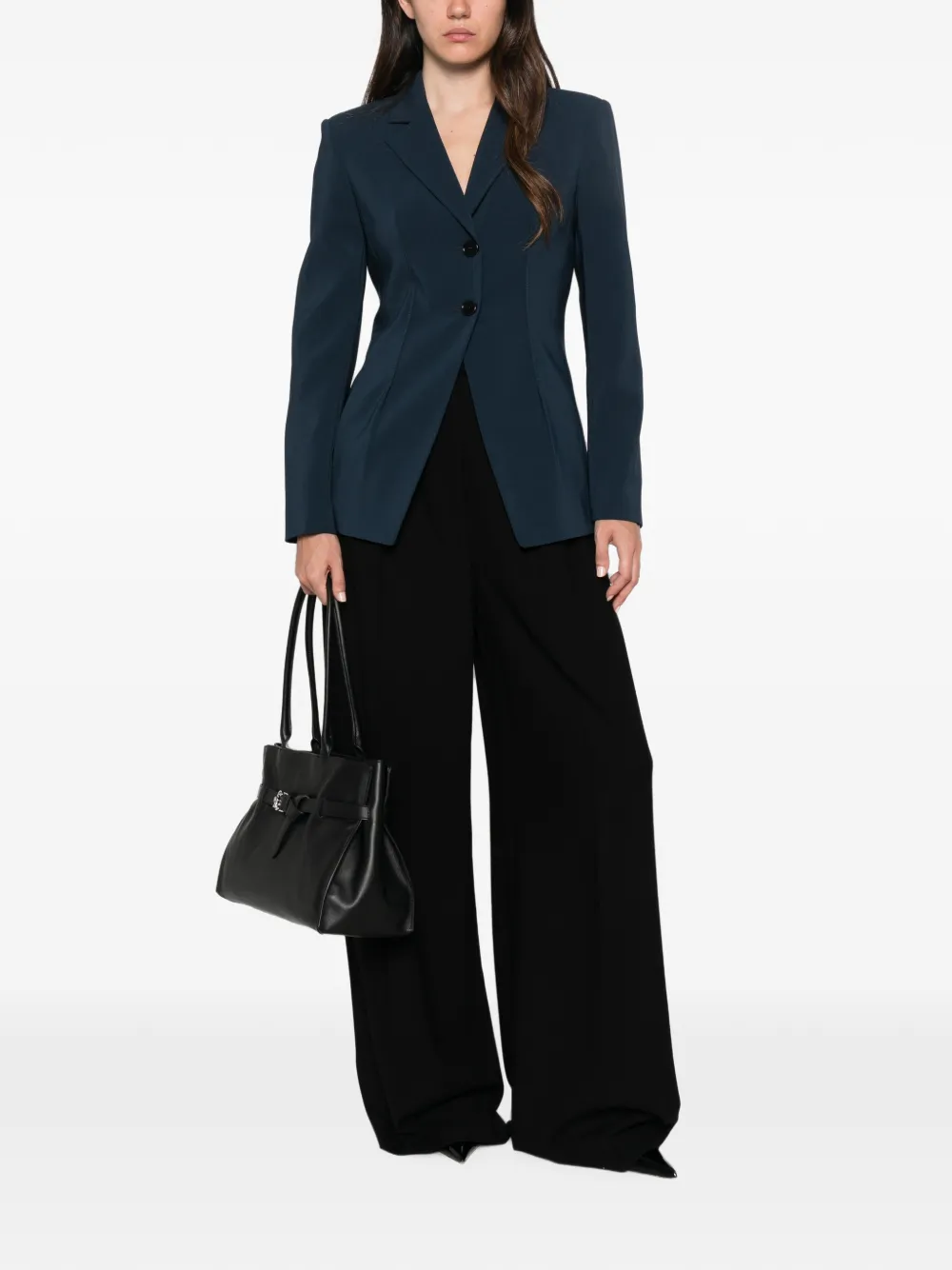 Patrizia Pepe Blazer met enkele rij knopen Blauw