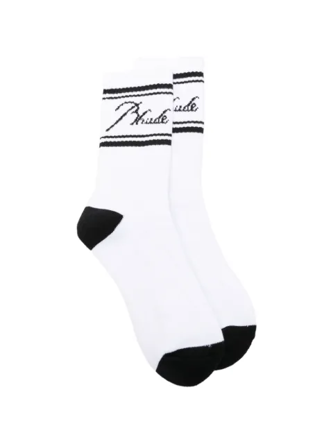 RHUDE script logo-intarsia socks