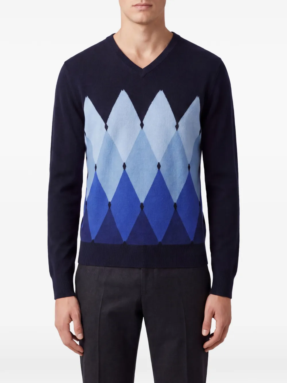 Ballantyne argyle V-neck sweater Blauw