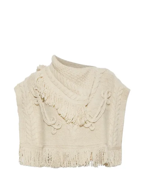 MARANT ÉTOILE Kacie fringe-trimmed cable-knit poncho