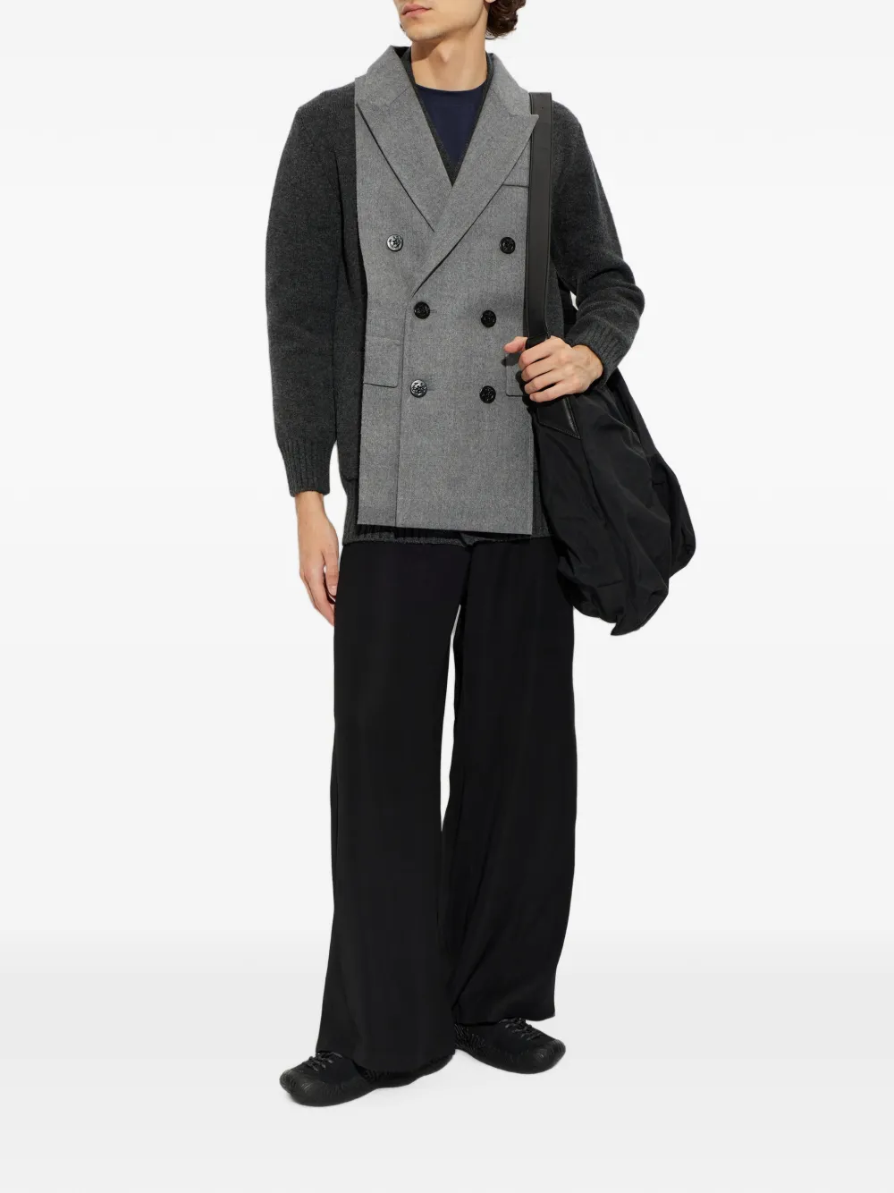 sacai Vest met dubbele rij knopen en vlakken Grijs