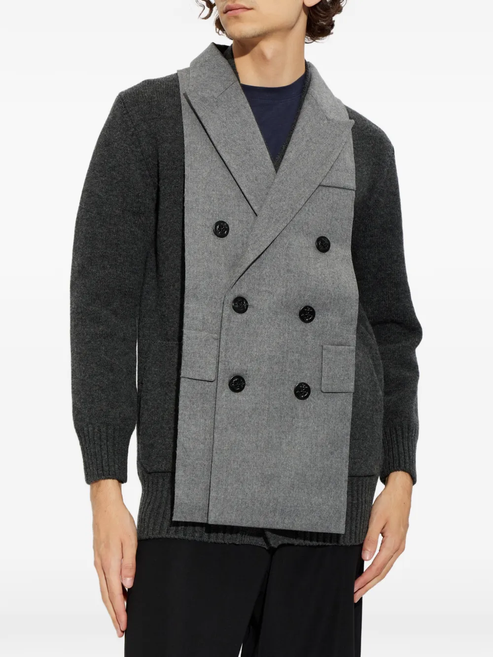 sacai Vest met dubbele rij knopen en vlakken Grijs