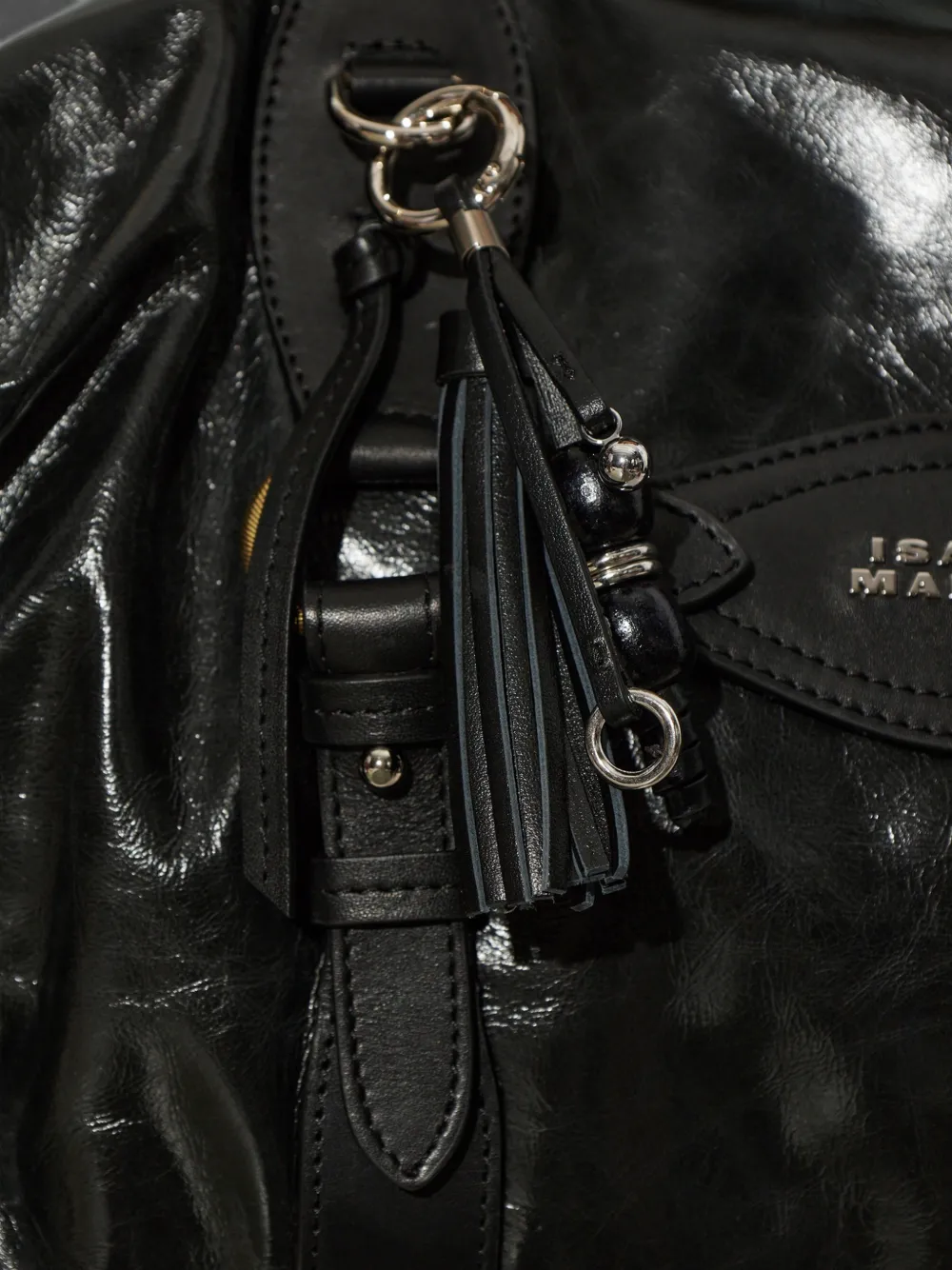 ISABEL MARANT Sleutelhanger met kwastje en kralen Zwart