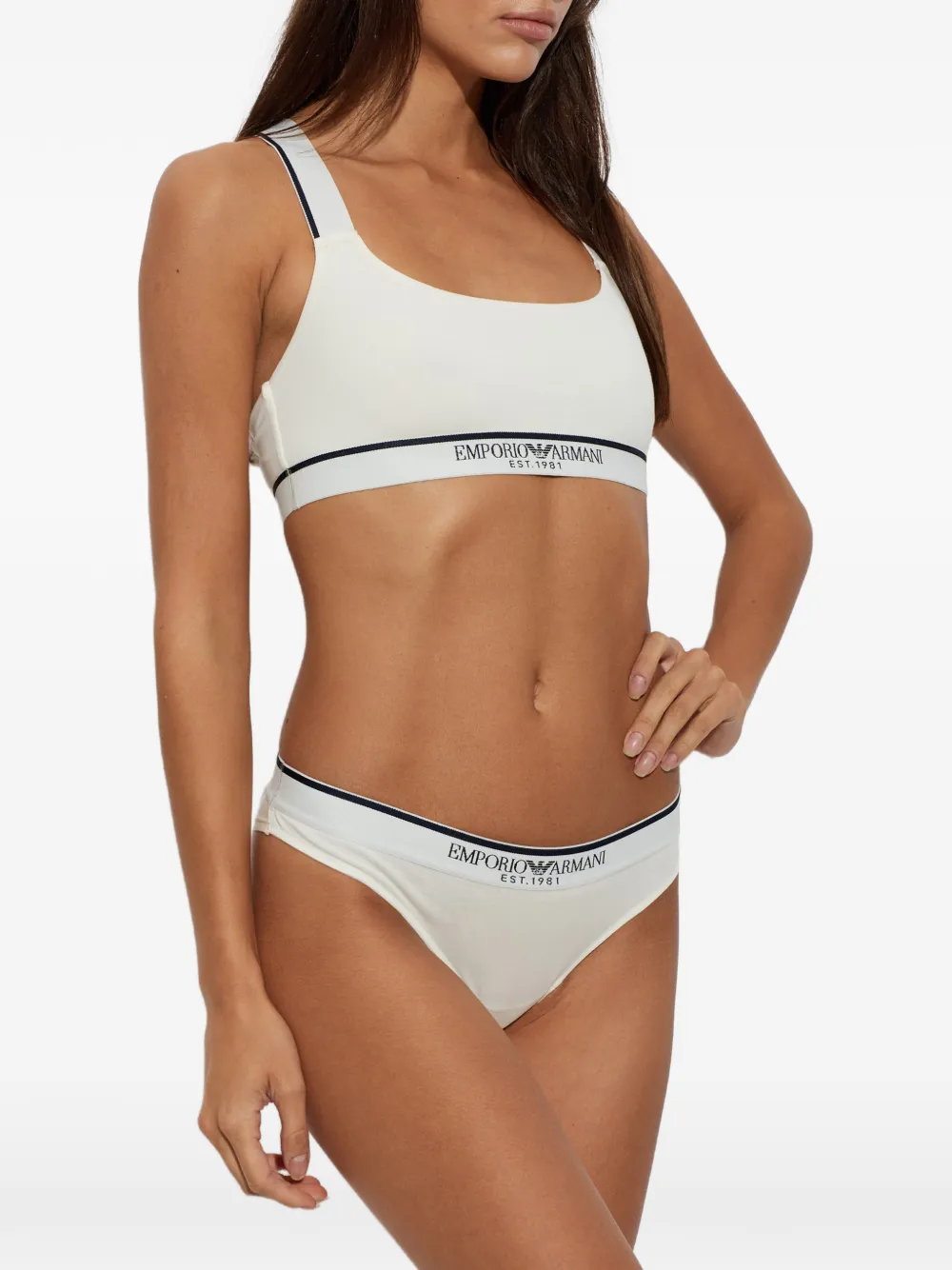 Emporio Armani Tweedelige lingerieset met logo-band Beige