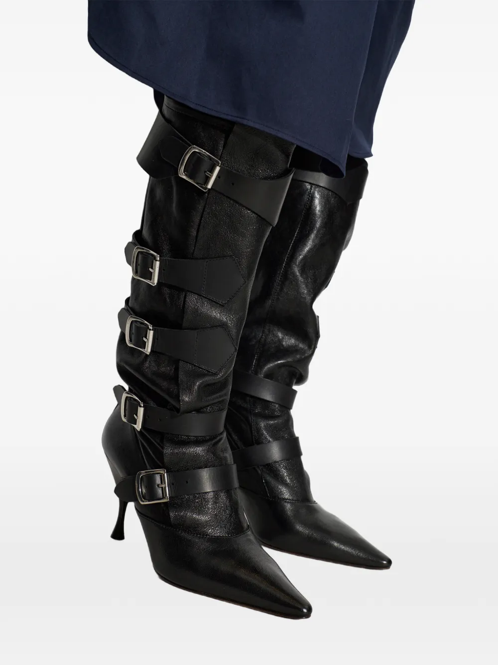 Vivienne Westwood Treasure buckle-strap knee-high boots Zwart