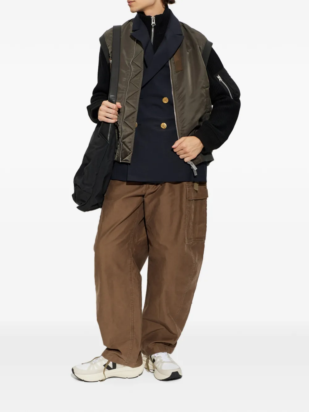 sacai Cropped broek Bruin