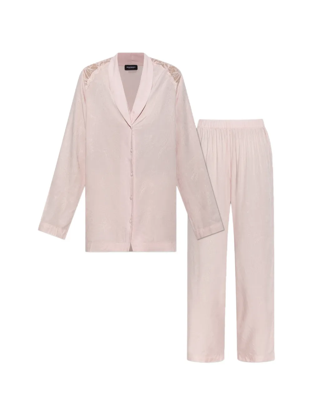 Emporio Armani floral-jacquard lace-insert pajamas (set of two)