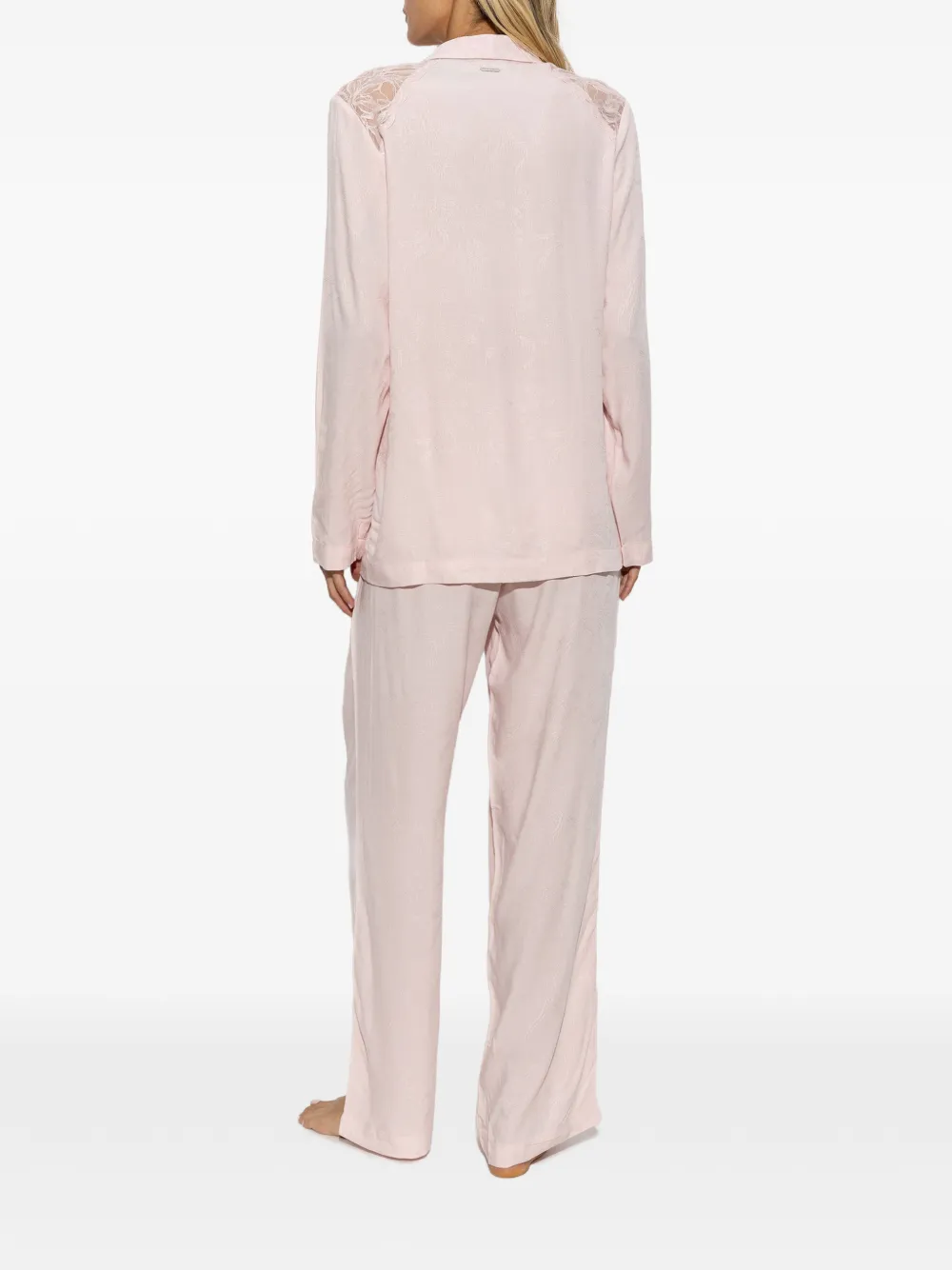 Emporio Armani floral-jacquard lace-insert pajamas (set of two) Roze