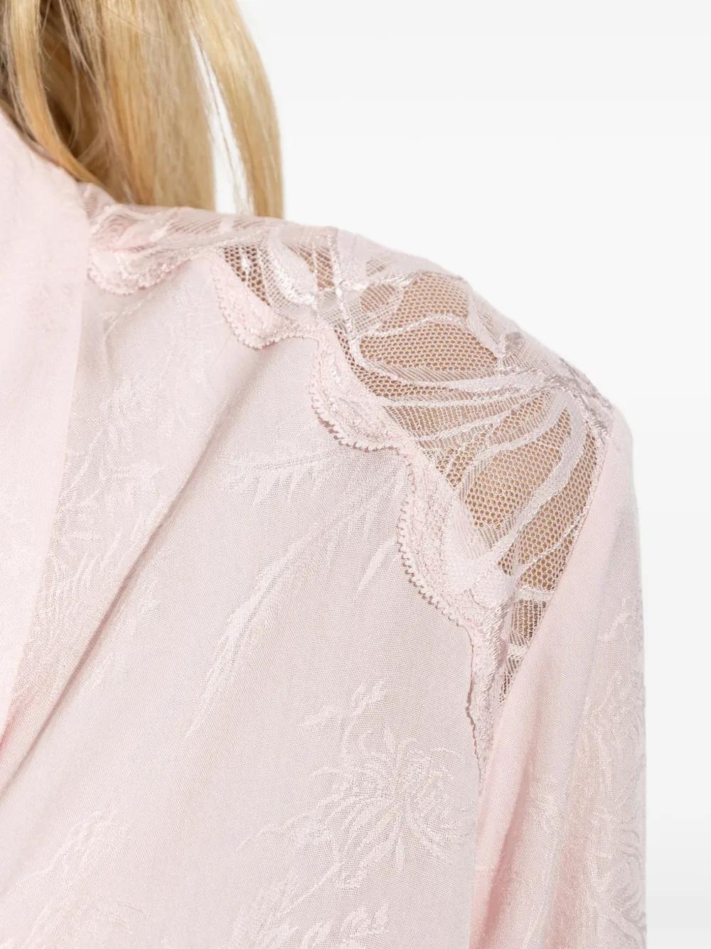 Emporio Armani floral-jacquard lace-insert pajamas (set of two) Roze
