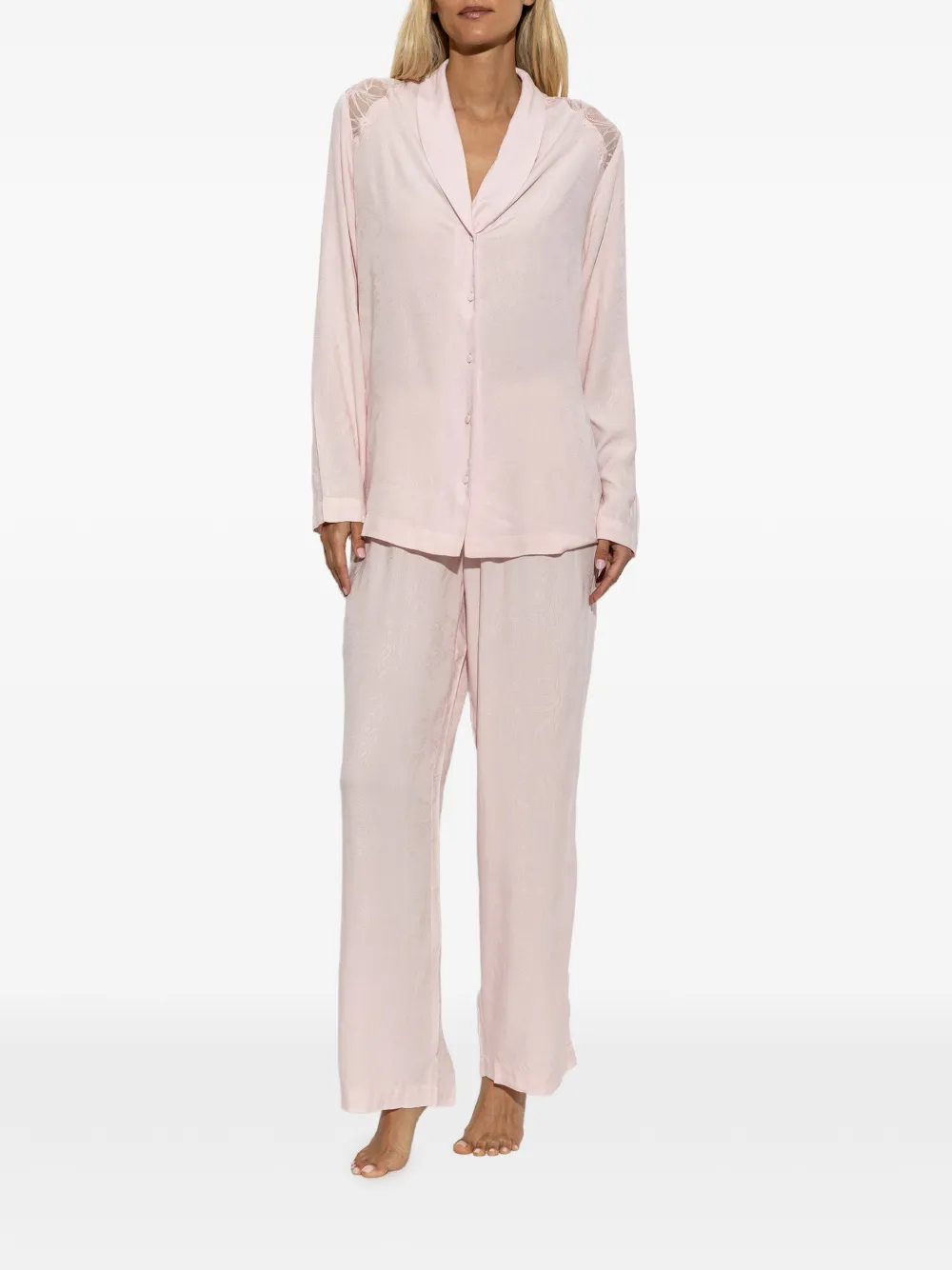 Emporio Armani floral-jacquard lace-insert pajamas (set of two) Roze