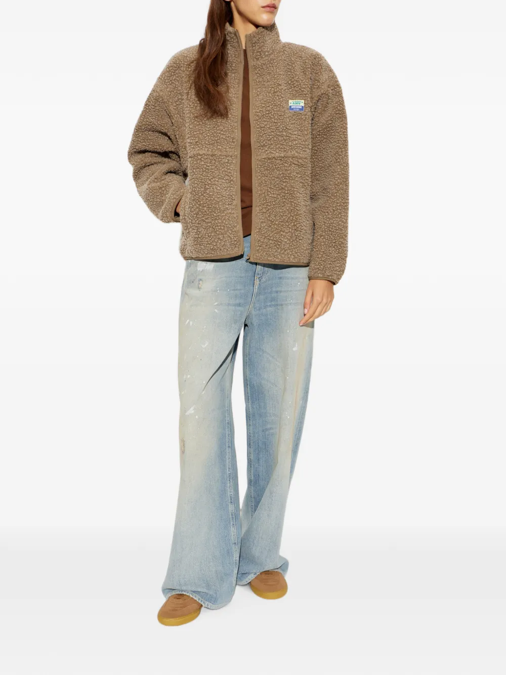 American Vintage Hoktown fleecejack met col Bruin
