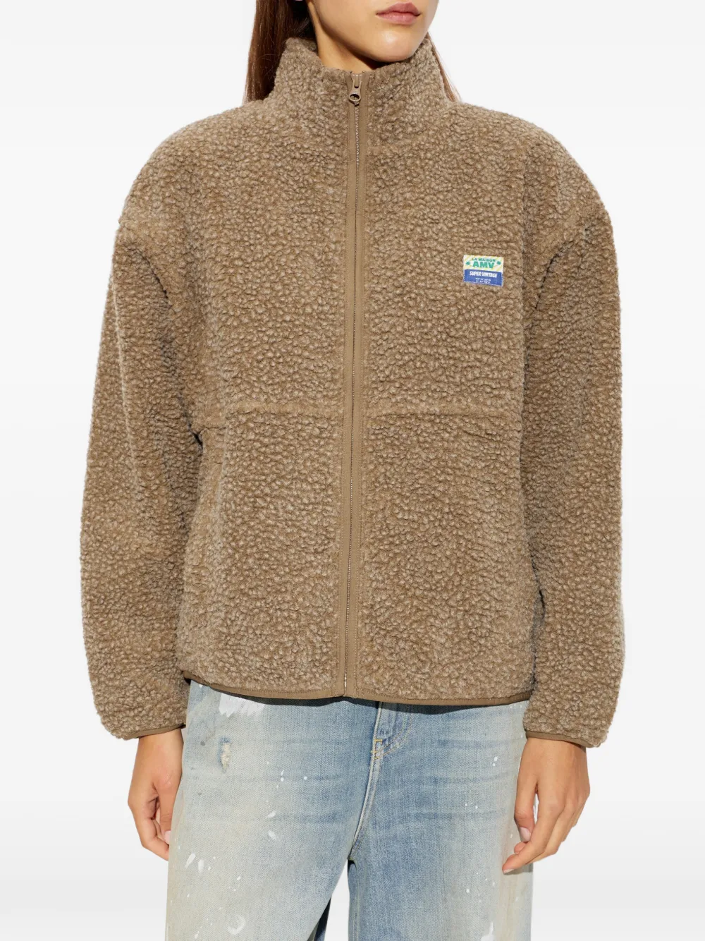 American Vintage Hoktown fleecejack met col Bruin