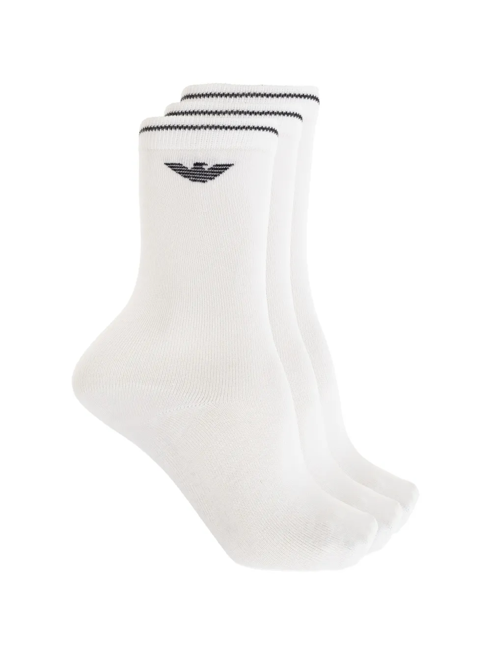 Emporio Armani Logo-intarsia Socks (set Of Three) In 화이트