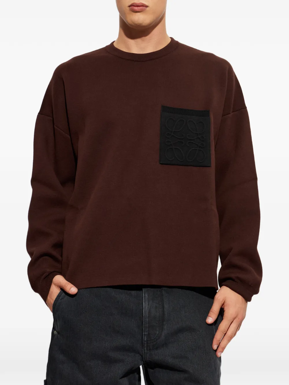 LOEWE Anagram-patch Pocket Sweater in Brown, view 3