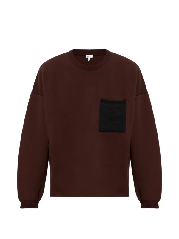 Loewe Anagram-patch Pocket Sweater in Brown