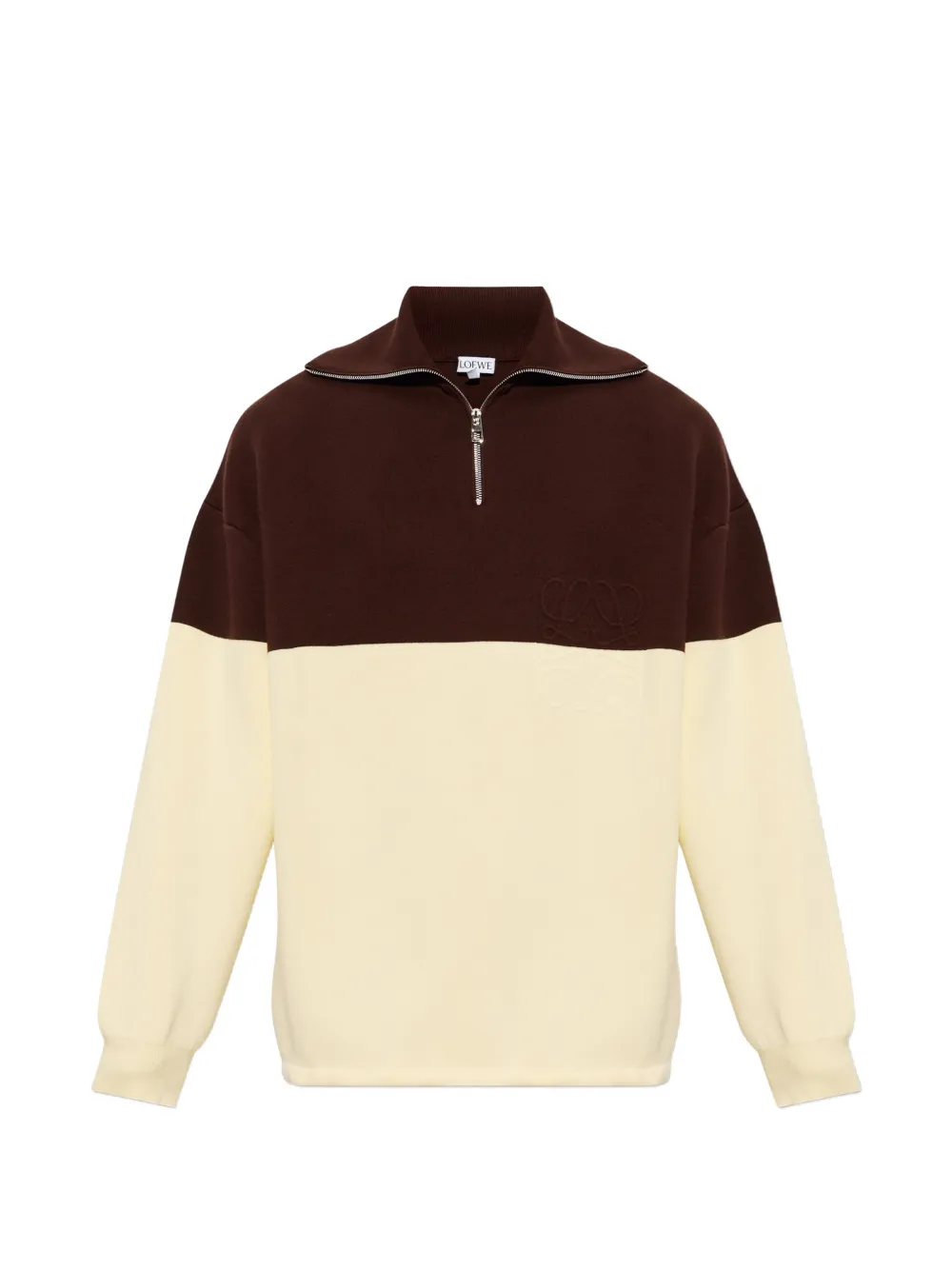 Loewe Colour-block Anagram-embroidered Sweater In Neutrals