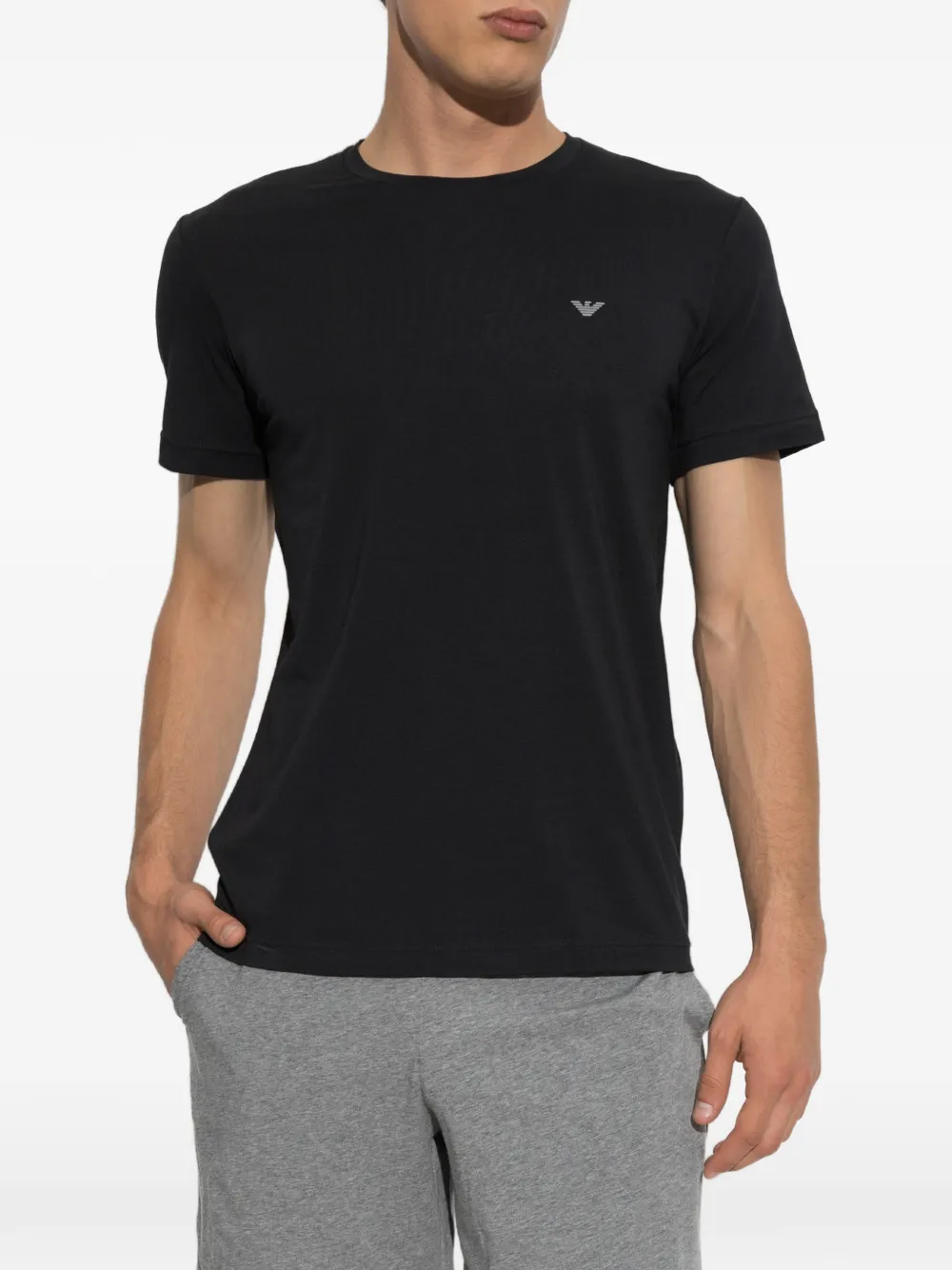 Emporio Armani Pyjama met korte mouwen en logoprint Zwart
