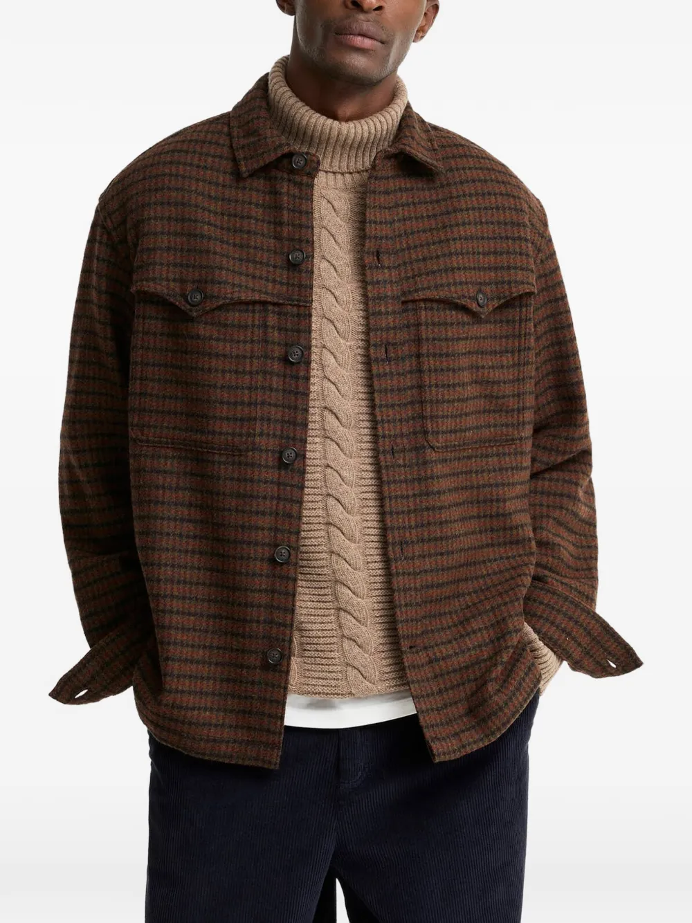 Barbour Hatfield geruit overhemd met knopen Bruin