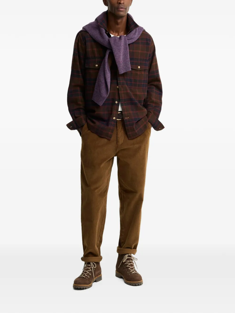 Barbour Armstrong katoenen shirtjack met tartan-ruit Bruin