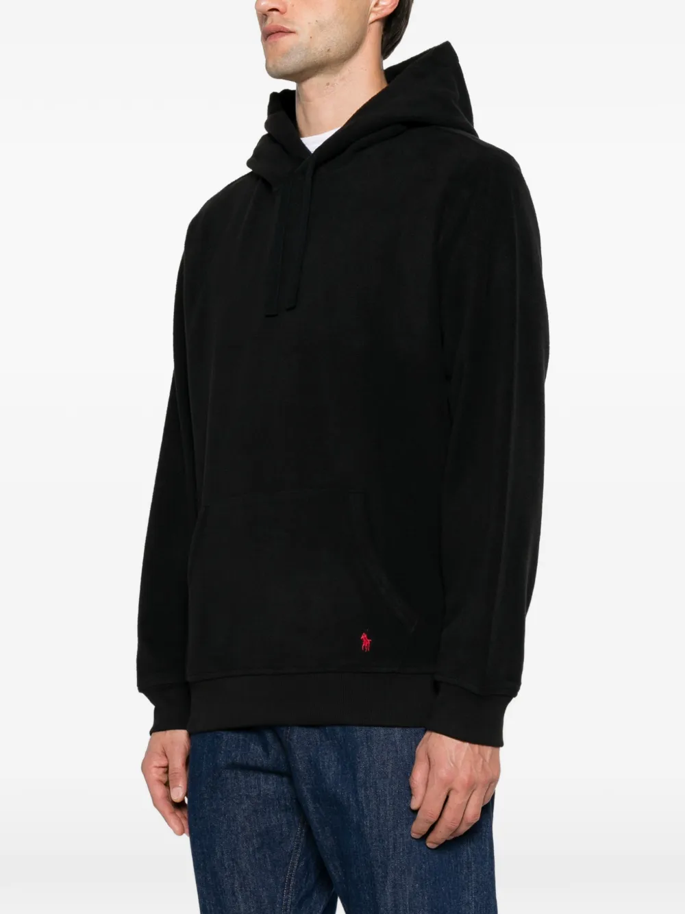 Polo Ralph Lauren logo-embroidered fleece hoodie Zwart