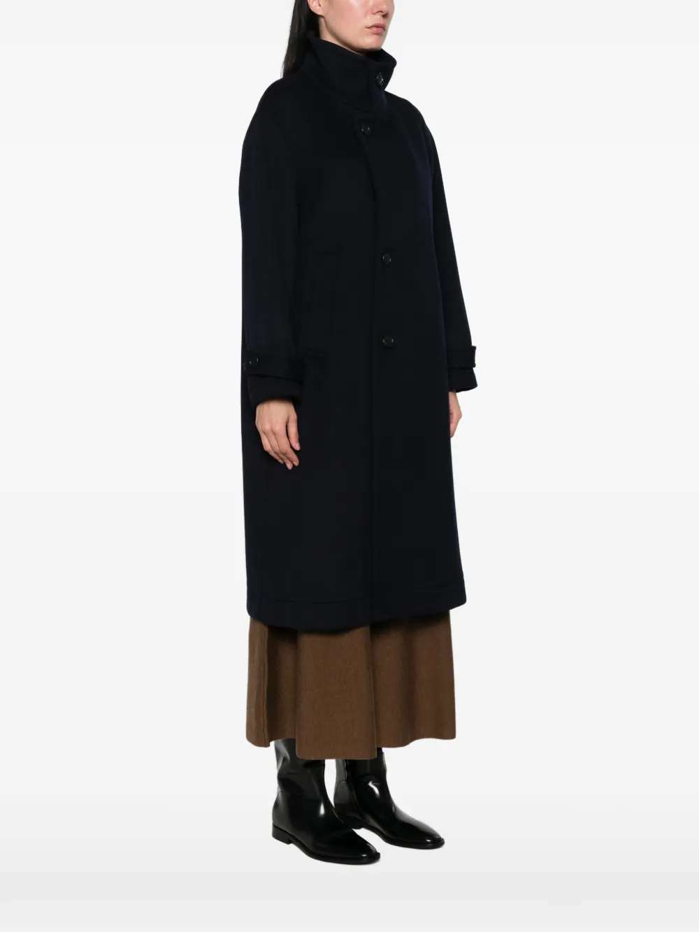 Nicholson & Nicholson Button-up Collared Coat In Blue