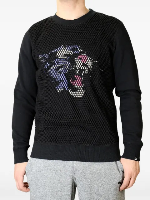 PUMA mesh-panel graphic-print sweater