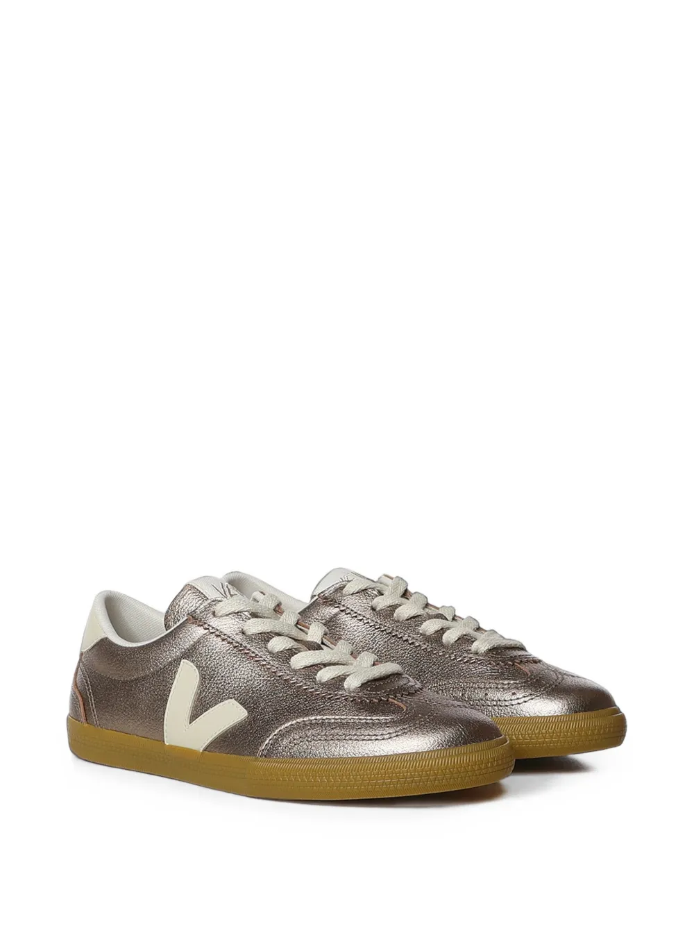 VEJA Volley metallic-effect leather sneakers Goud