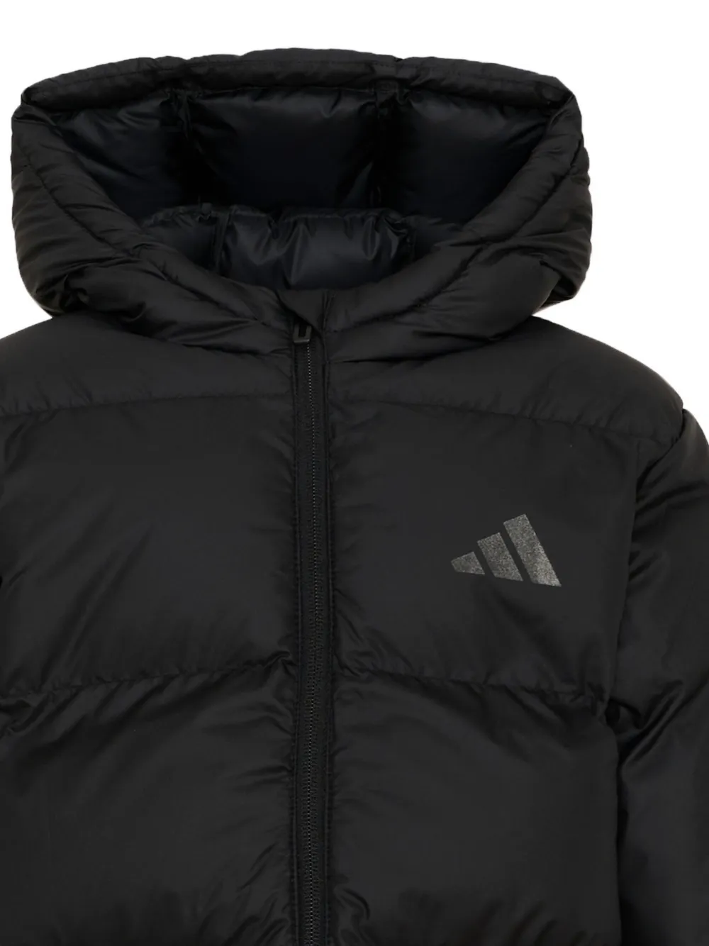 adidas Kids 3-Stripes padded hooded jacket Zwart