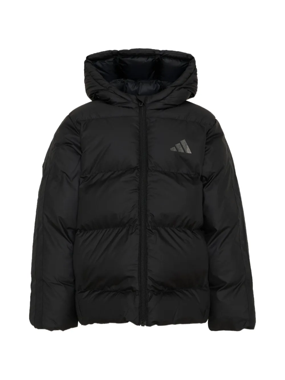 adidas Kids 3-Stripes padded hooded jacket - Nero