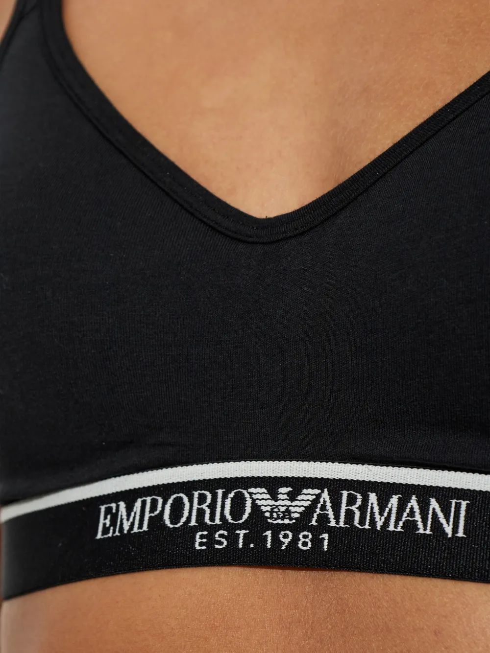 Emporio Armani Bh met logoband en gekruiste bandjes Zwart