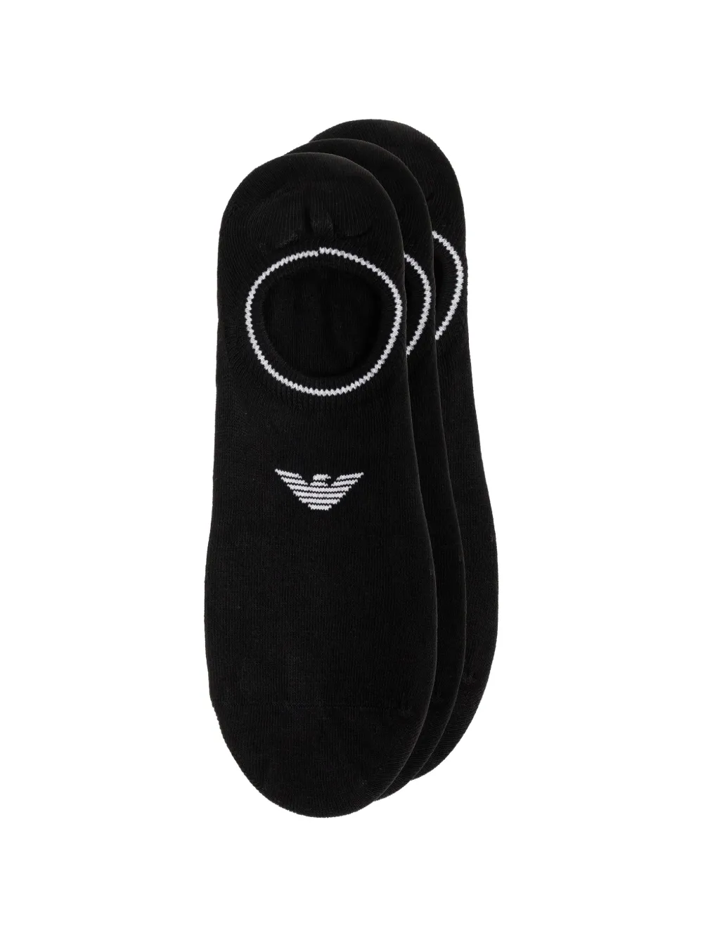 Emporio Armani Logo-embroidered No-show Socks (set Of Three) In 블랙